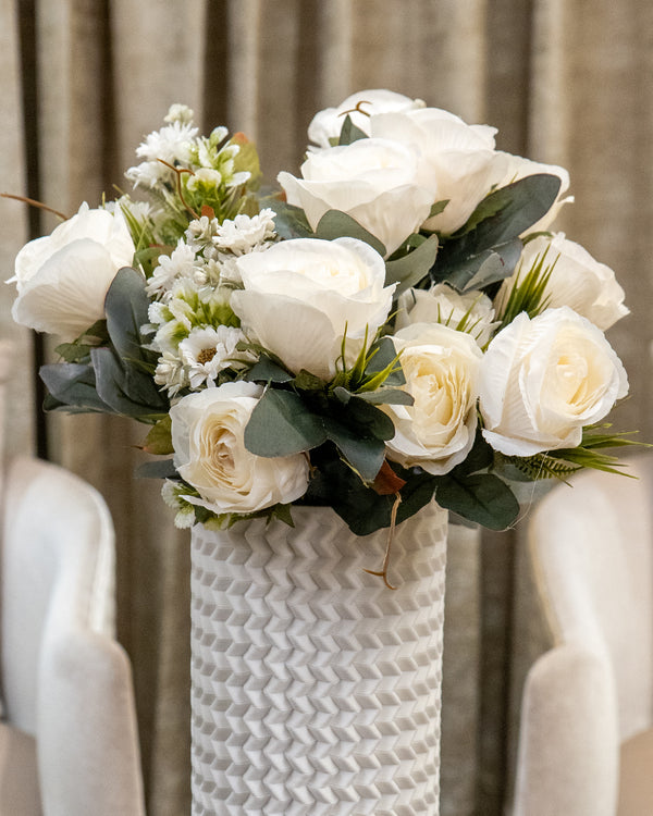 Timeless White Rose Faux Bunch