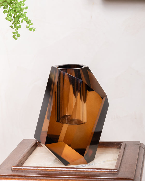 Polygonal Amber Vase