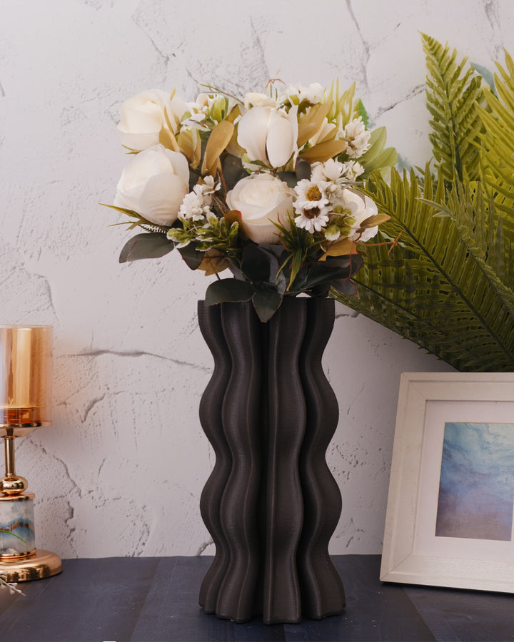 black ceramic abstract vase