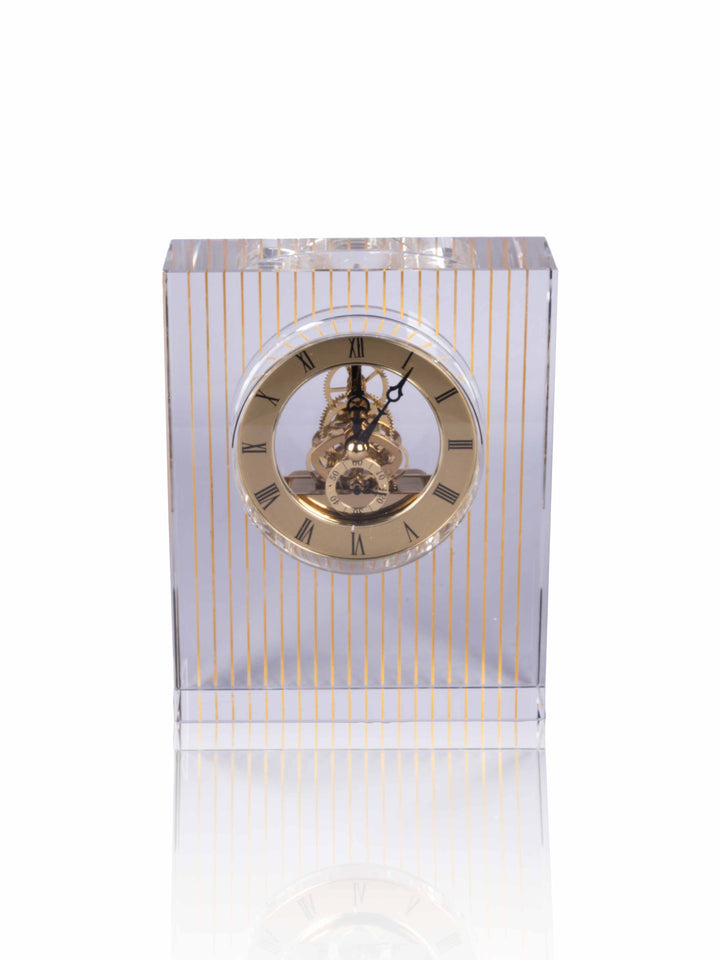 patterned crystal table clock