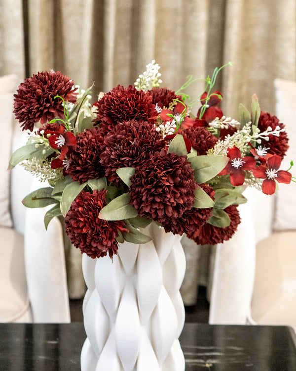 Red Chrysanthemums Faux Bunch