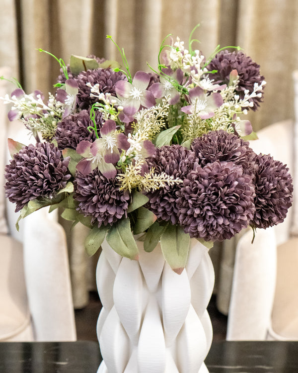 Dark Violet Chrysanthemums Faux Bunch