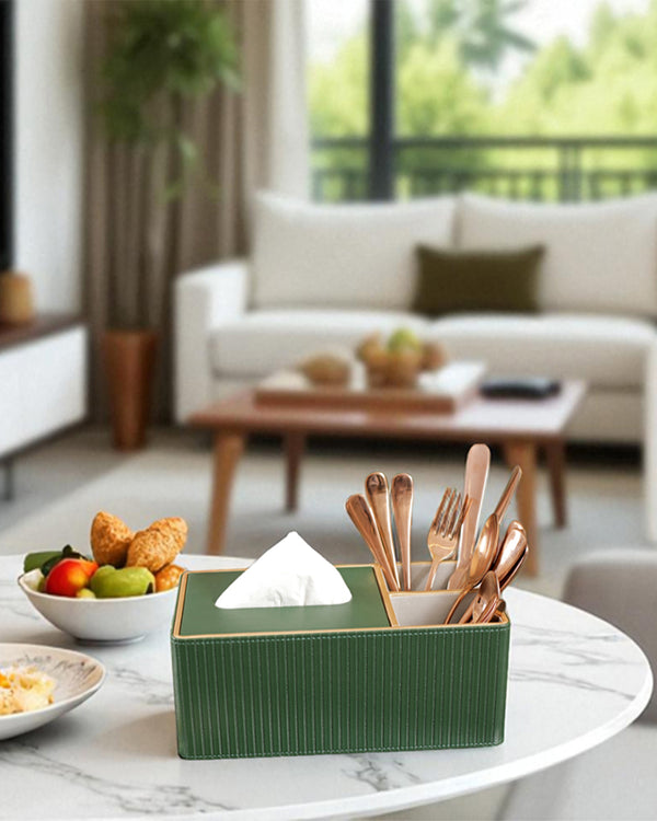 Faux Trio Green Tissue Box