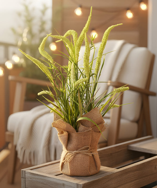 Foxtail Jute Green Flower Pot