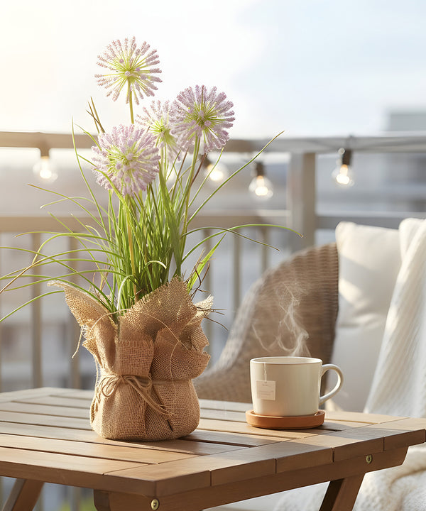 Allium Jute Purple Flower Pot