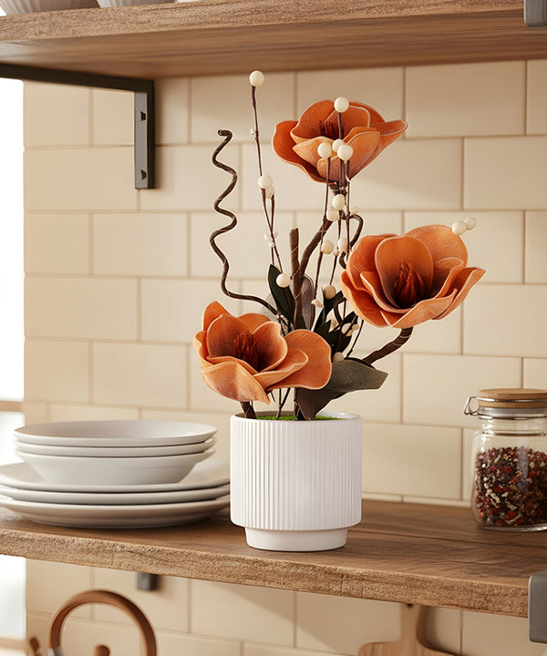 Camellia Orange Flower Pot