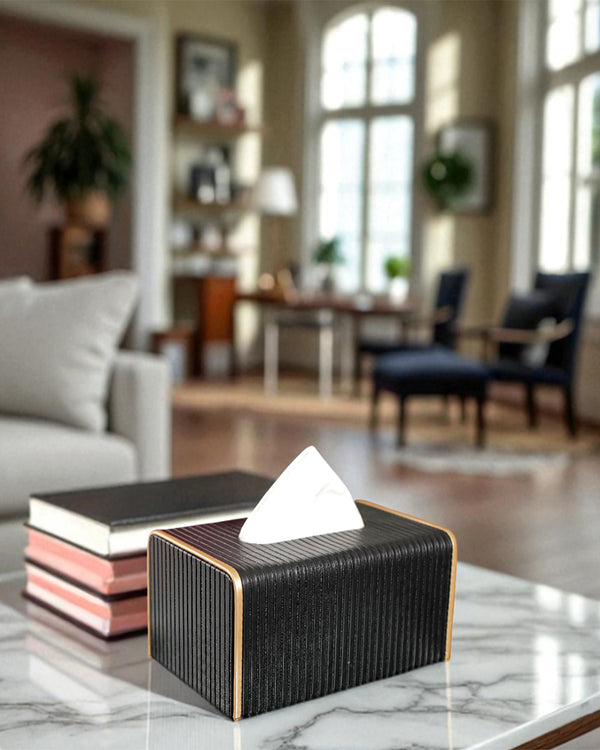 Faux Luxe Black Tissue Box