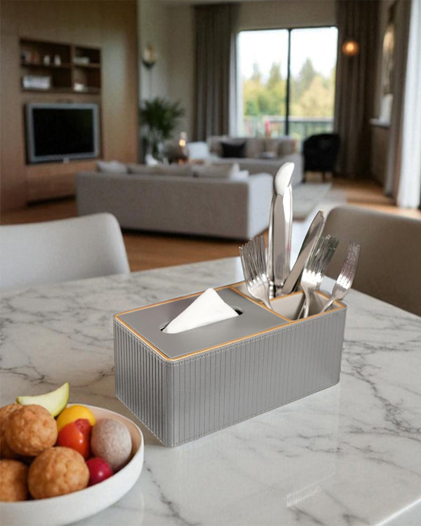 Faux Trio Gray Tissue Box