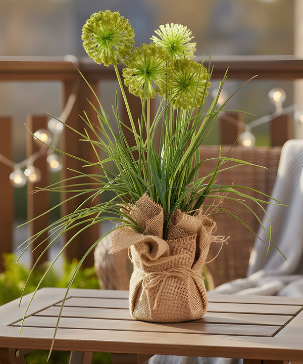Allium Jute Green Flower Pot