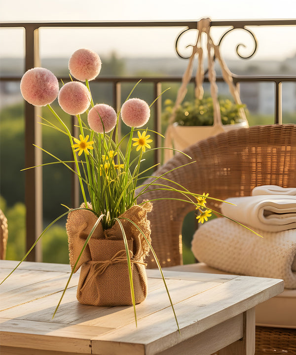 Dandelion Jute Pink Flower Pot