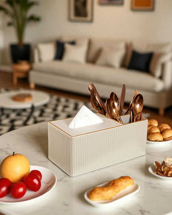 Faux Trio Cream Tissue Box