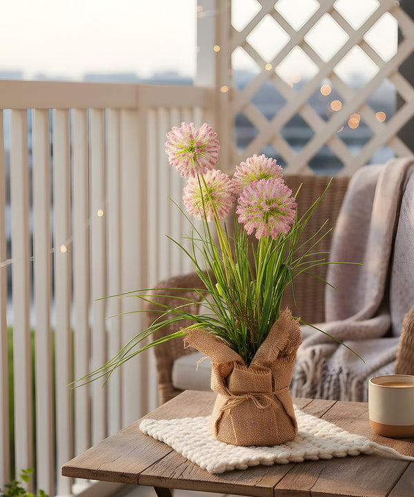 Allium Jute Pink Flower Pot