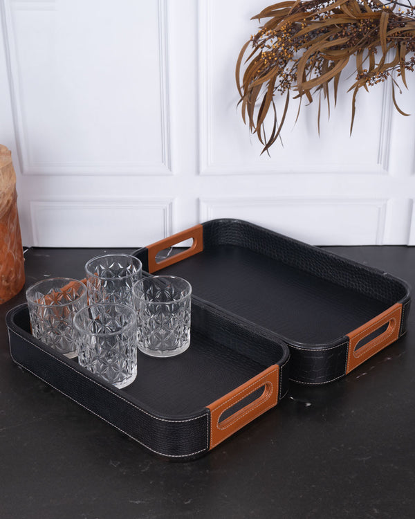 Faux Leather Luxelayer Tray (Set Of 2)