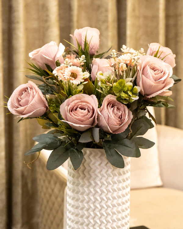 Timeless Pink Rose Faux Bunch
