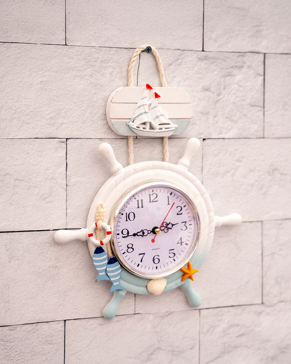 Coastal Breeze Ship Wheel Wall Clock