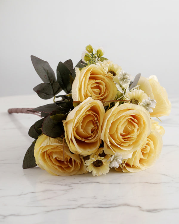 Timeless Yellow Rose Faux Bunch