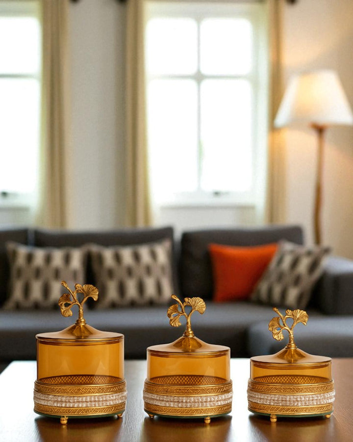 Ginkgo Elegance Trio Jar Set