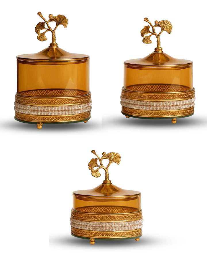 Ginkgo Elegance Trio Jar Set