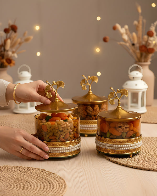 Ginkgo Elegance Trio Jar Set