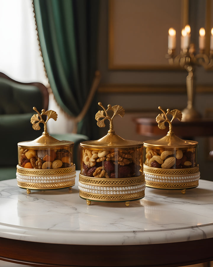 Ginkgo Elegance Trio Jar Set