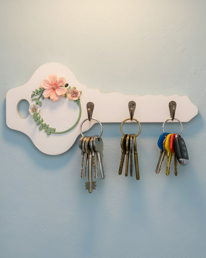 Key Shaped Wooden Key Holder – Aarvi Decor Studio