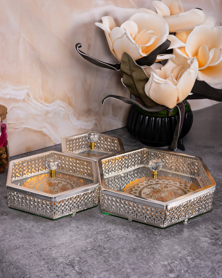 Silver Luxe Hexa Trio Jar Set