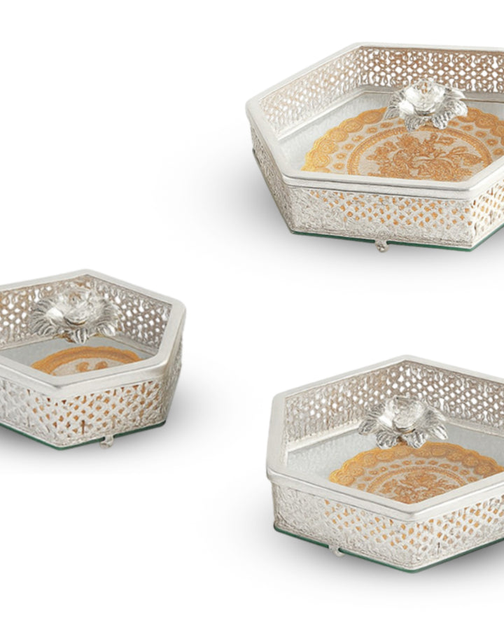 Silver Luxe Hexa Trio Jar Set
