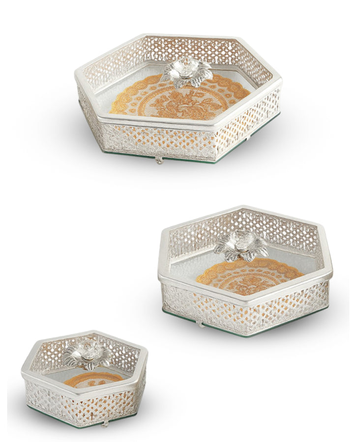 Silver Luxe Hexa Trio Jar Set