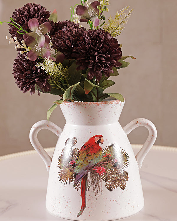 Tropical parrot vase