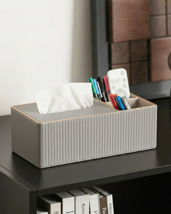 Faux Trio Gray Tissue Box