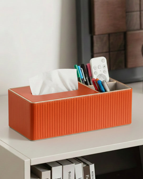 Faux Trio Orange Tissue Box